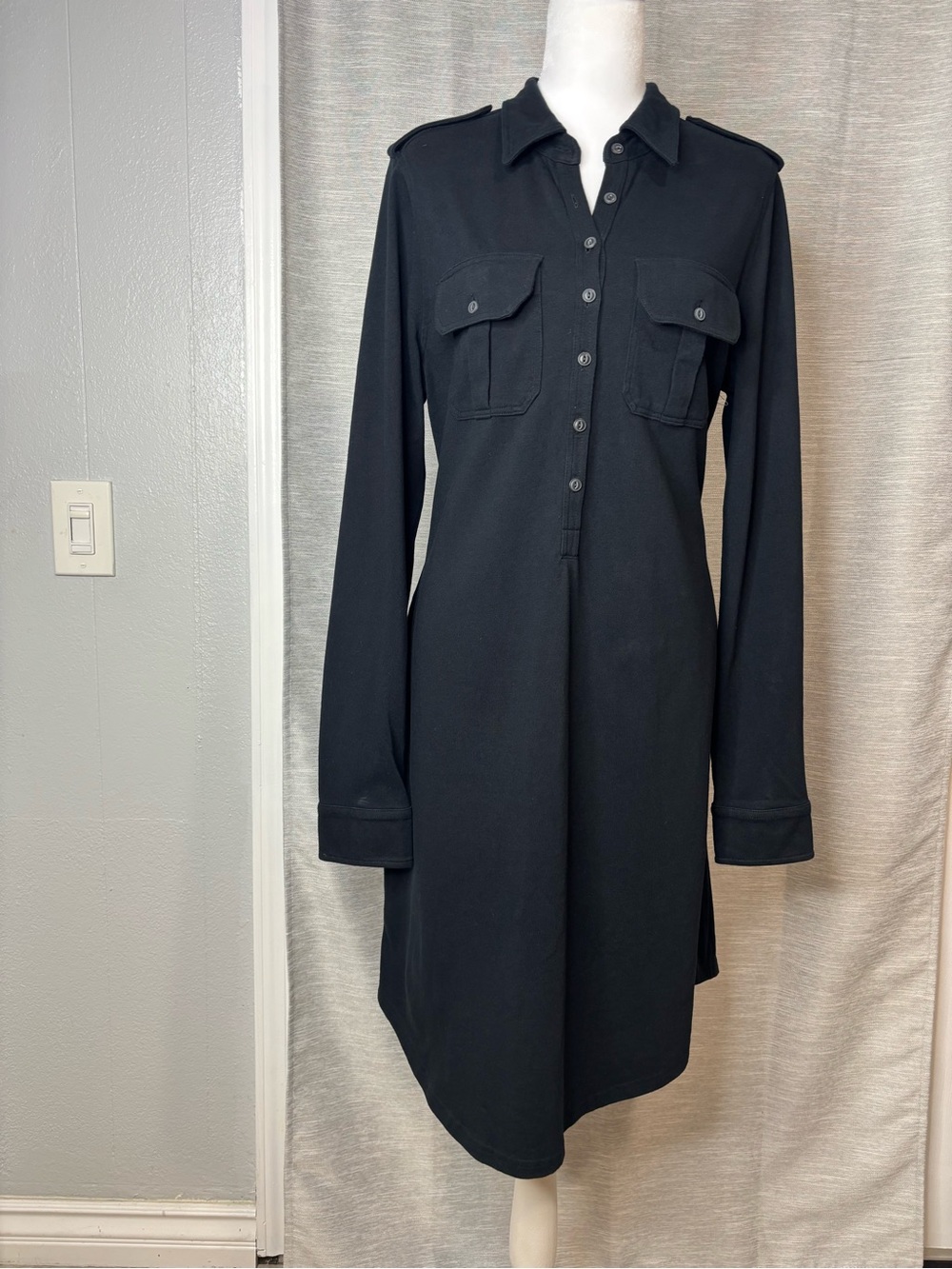 Ralph Lauren Navy Blue Long-Sleeve Shirt Dress